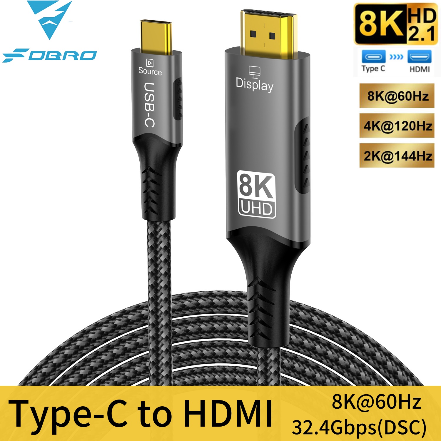 Gaming Speaker 2.1 - Kabel 8K Tipe C ke HDMI